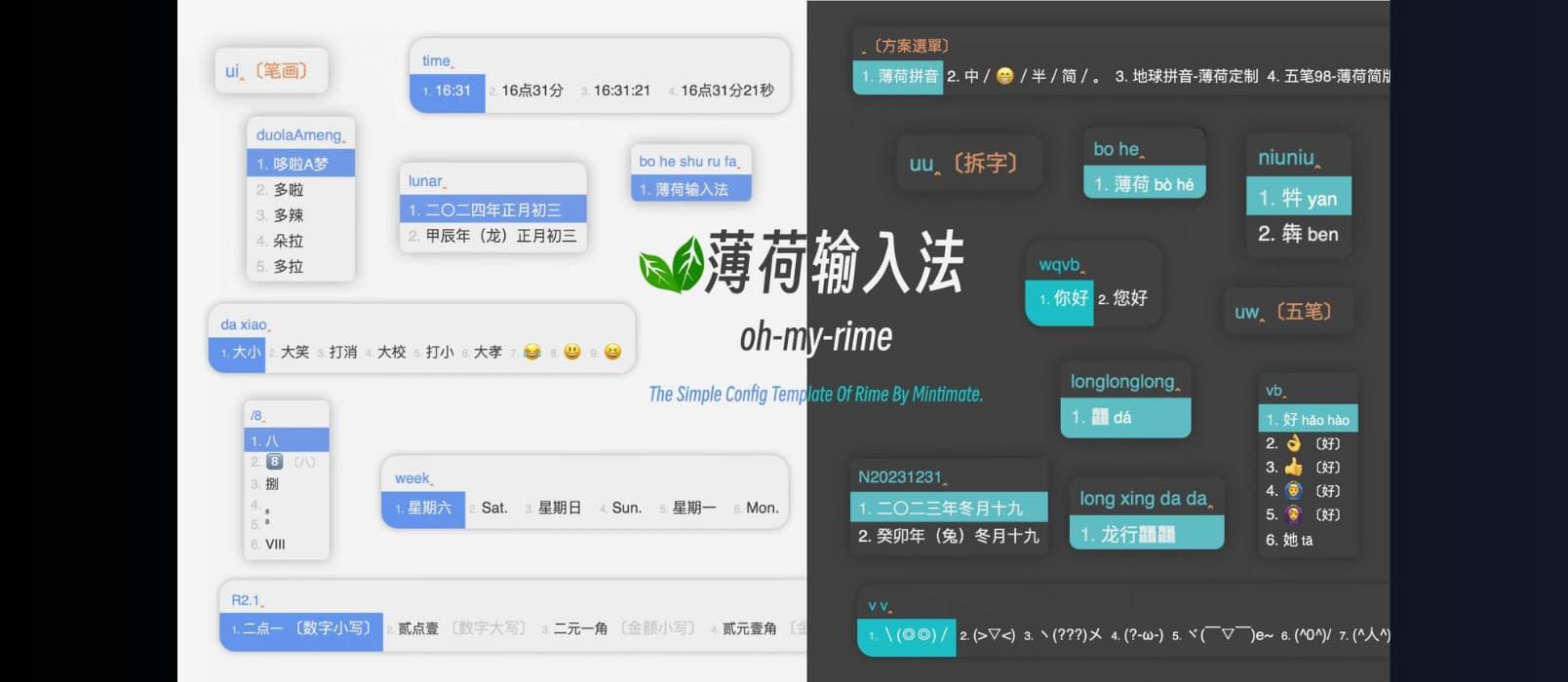 Mint Input Method (oh-my-rime) - Cross-platform Rime Input Method Configuration Suite: No Privacy Tracking, Completely Open Source, Highly Customizable